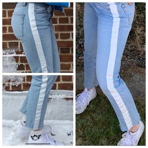 Zara jeans with white stripe